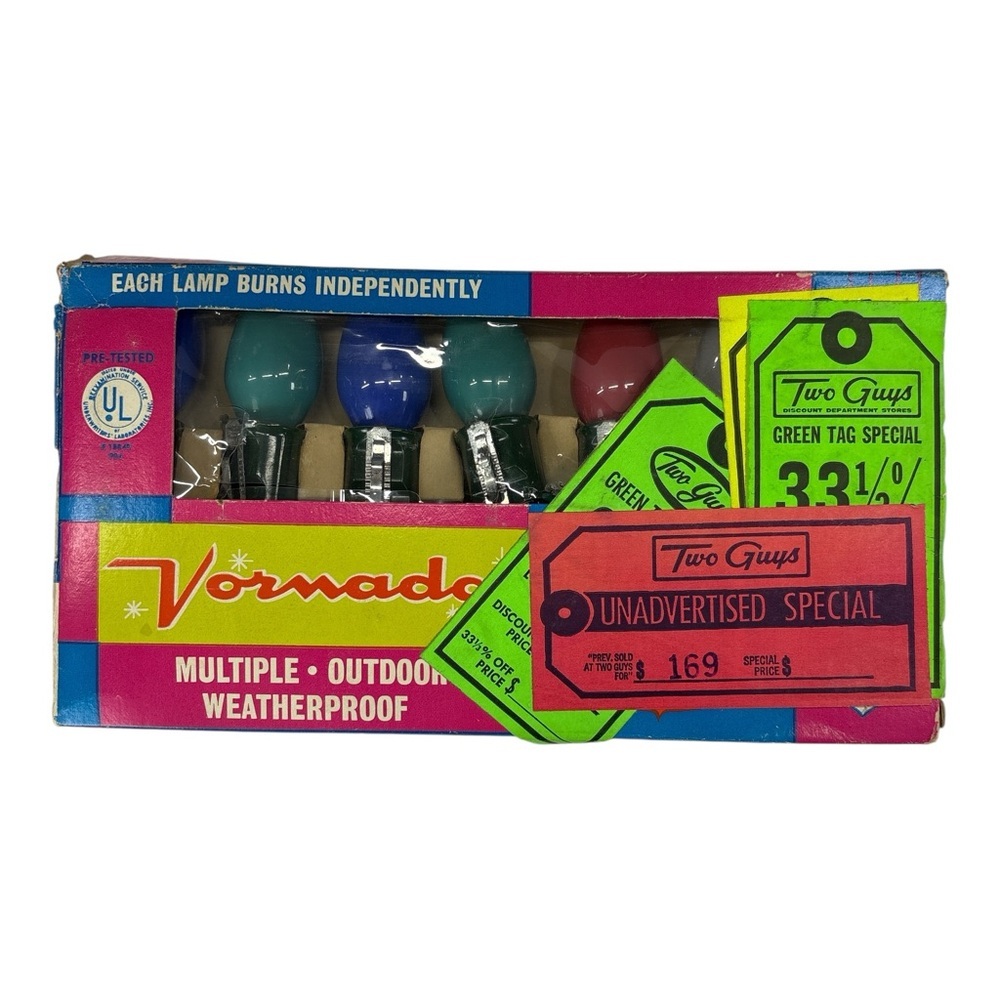 Vintage Vornado C9 Christmas Lights 7 Lite Set Outdoor MCM Original Box Tested